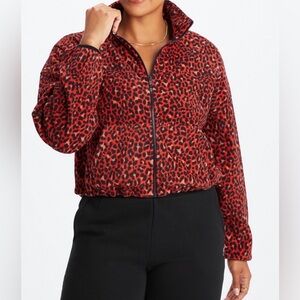 Fabletics Leopard Print Red Fleece Jacket